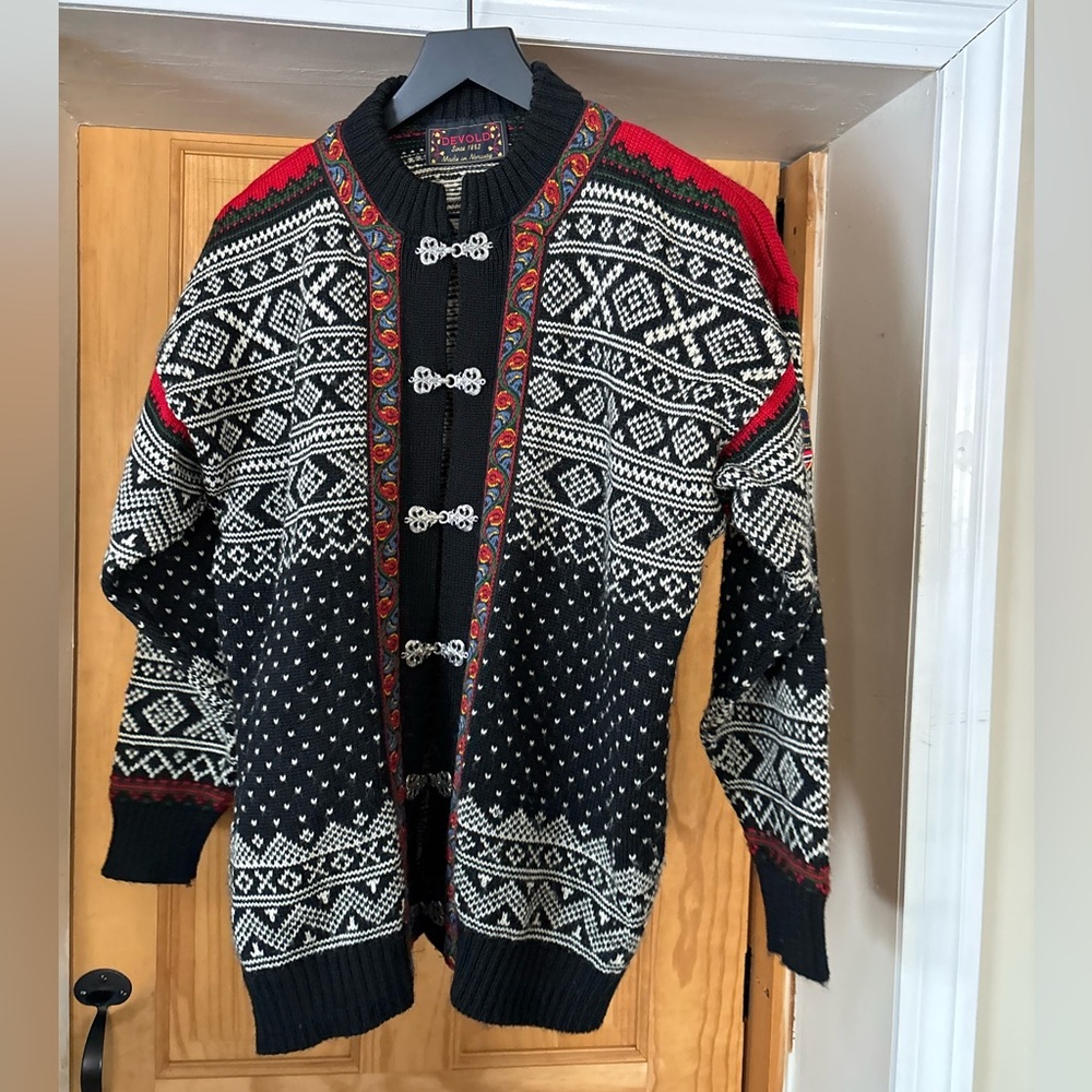 VTG Devold Of Norway 100% Norwegian Wool Black/White Warm Sweater,80’s,Unisex, S